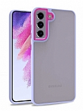 Eiroo Luxe Samsung Galaxy S21 FE 5G Lila Silikon Kenarl Rubber Klf