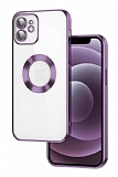 Eiroo Luxury Clear iPhone 11 Kamera Korumal Mor Silikon Klf