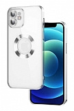 Eiroo Luxury Clear iPhone 11 Kamera Korumal Silver Silikon Klf