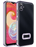 Eiroo Luxury Clear Samsung Galaxy A04e Kamera Korumal Lila Silikon Klf