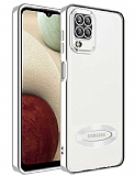 Eiroo Luxury Clear Samsung Galaxy A12 / M12 Kamera Korumal Silver Silikon Klf