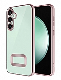 Eiroo Luxury Clear Samsung Galaxy A35 Kamera Korumal Rose Gold Silikon Klf