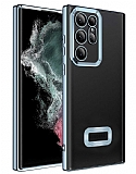 Eiroo Luxury Clear Samsung Galaxy Note 20 Ultra Kamera Korumal Mavi Silikon Klf