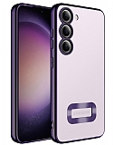 Eiroo Luxury Clear Samsung Galaxy S23 Kamera Korumal Derin Mor Silikon Klf