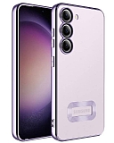 Eiroo Luxury Clear Samsung Galaxy S23 Plus Kamera Korumal Lila Silikon Klf