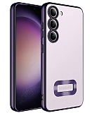 Eiroo Luxury Clear Samsung Galaxy S23 Plus Kamera Korumal Derin Mor Silikon Klf