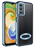 Eiroo Luxury Clear Samsung Galaxy A04S Kamera Korumal Mavi Silikon Klf