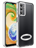 Eiroo Luxury Clear Samsung Galaxy A04S Kamera Korumal Silver Silikon Klf
