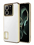 Eiroo Luxury Clear Xiaomi 13T Kamera Korumal Gold Silikon Klf