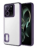 Eiroo Luxury Clear Xiaomi 13T Kamera Korumal Derin Mor Silikon Klf