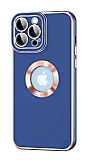 Eiroo Luxury Protection iPhone 12 Pro Kamera Korumal Lacivert Silikon Klf