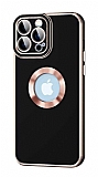 Eiroo Luxury Protection iPhone 12 Pro Kamera Korumal Siyah Silikon Klf