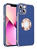 Eiroo Luxury Protection iPhone 13 Kamera Korumal Lacivert Silikon Klf