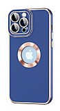 Eiroo Luxury Protection iPhone 13 Pro Kamera Korumal Lacivert Silikon Klf