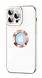 Eiroo Luxury Protection iPhone 13 Pro Kamera Korumal Beyaz Silikon Klf