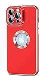 Eiroo Luxury Protection iPhone 13 Pro Max Kamera Korumal Krmz Silikon Klf