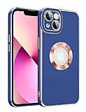 Eiroo Luxury Protection iPhone 14 Kamera Korumal Lacivert Silikon Klf