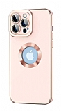 Eiroo Luxury Protection iPhone 14 Pro Max Kamera Korumal Pembe Silikon Klf