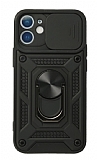 Eiroo Magnet Lens iPhone 12 / 12 Pro 6.1 in Ultra Koruma Siyah Klf