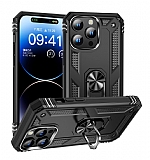 Eiroo Magnet Ring iPhone 15 Pro Max Ultra Koruma Siyah Klf