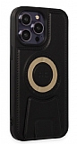 Eiroo Magneticsafe iPhone 13 Pro Max Standl Siyah Rubber Klf