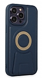 Eiroo Magneticsafe iPhone 14 Pro Standl Lacivert Rubber Klf