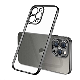Eiroo Matte Crystal iPhone 12 Pro Max Kamera Korumal Siyah Rubber Klf