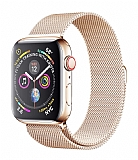Eiroo Milanese Loop Apple Watch 4 / Watch 5 Krem Metal Kordon (44 mm)