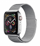 Eiroo Milanese Loop Apple Watch 4 / Watch 5 Silver Metal Kordon (44 mm)