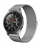 Eiroo Milanese Loop Samsung Galaxy Watch Silver Metal Kordon (46 mm)