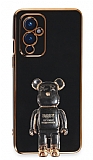 Eiroo OnePlus 9 Baby Bear Standl Siyah Silikon Klf