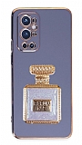Eiroo OnePlus 9 Pro Aynal Parfm Standl Mavi Silikon Klf