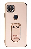 Eiroo Oppo A15 / A15s Baby Panda Standl Pembe Silikon Klf