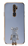 Eiroo Oppo A5 2020 / A9 2020 Baby Bear Standl Mavi Silikon Klf