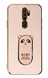 Eiroo Oppo A5 2020 / A9 2020 Baby Panda Standl Pembe Silikon Klf