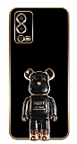 Eiroo Oppo A55 Baby Bear Standl Siyah Silikon Klf
