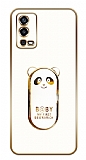 Eiroo Oppo A55 Baby Panda Standl Beyaz Silikon Klf