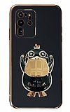 Eiroo rdek Samsung Galaxy S20 Ultra Standl Siyah Silikon Klf