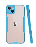 Eiroo Painted iPhone 14 Plus Mavi Silikon Klf