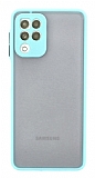 Eiroo Painted Samsung Galaxy M32 Kamera Korumal Turkuaz Klf