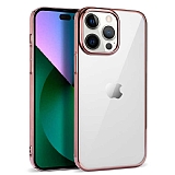 Eiroo Pixel iPhone 14 Pro Max Rose Gold Rubber Klf