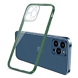 Eiroo Plate iPhone 13 Pro Max Kamera Korumal Yeil Rubber Klf