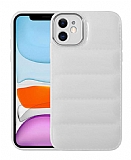 Eiroo Puffer iPhone 11 Parlak Beyaz Silikon Klf