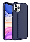 Eiroo Qstand iPhone 11 Pro Max Lacivert Silikon Klf