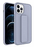 Eiroo Qstand iPhone 12 Pro Max Gri Silikon Klf
