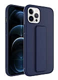 Eiroo Qstand iPhone 12 Pro Lacivert Silikon Klf