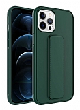 Eiroo Qstand iPhone 12 Pro Yeil Silikon Klf