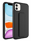 Eiroo Qstand iPhone 12 Siyah Silikon Klf