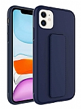 Eiroo Qstand iPhone 12 Lacivert Silikon Klf