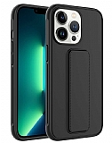 Eiroo Qstand iPhone 14 Pro Max Siyah Silikon Klf